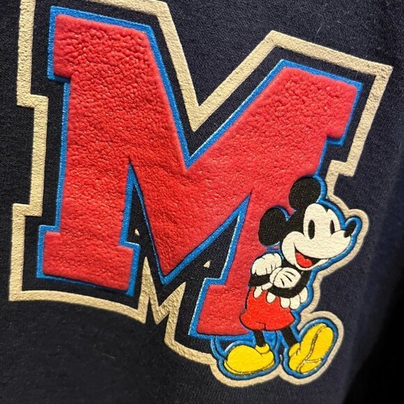 DISNEY Mickey Mouse Classic Full Zip Letterman Jacket Hoodie - Picture 2 of 5